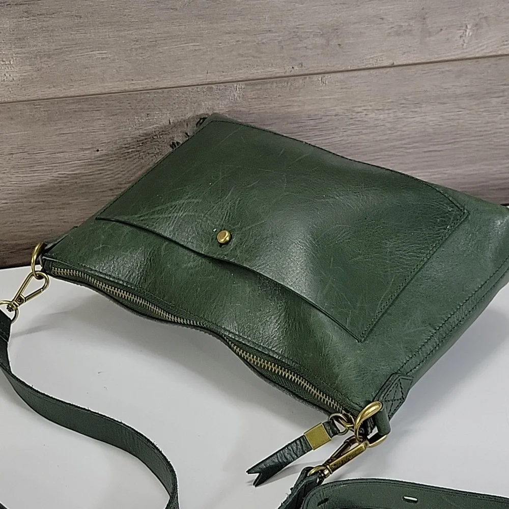 Madewell Dark Green Leather Crossbody Shoulder Bag - Picture 6 of 14